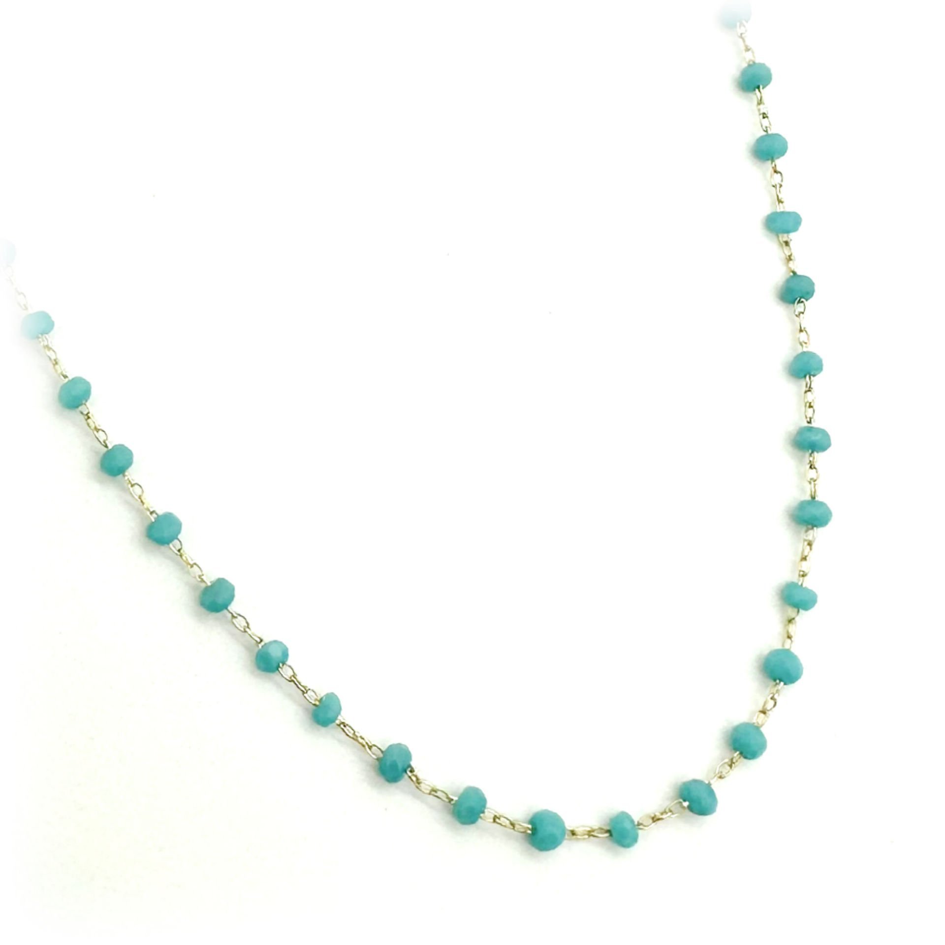 Mavi Taşlı Zincir -40 cm-