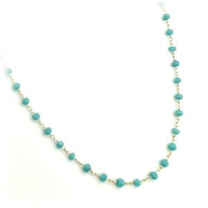 Mavi Taşlı Zincir -40 cm-