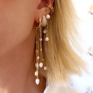 Gümüş Uzun İnci Küpe -adet-