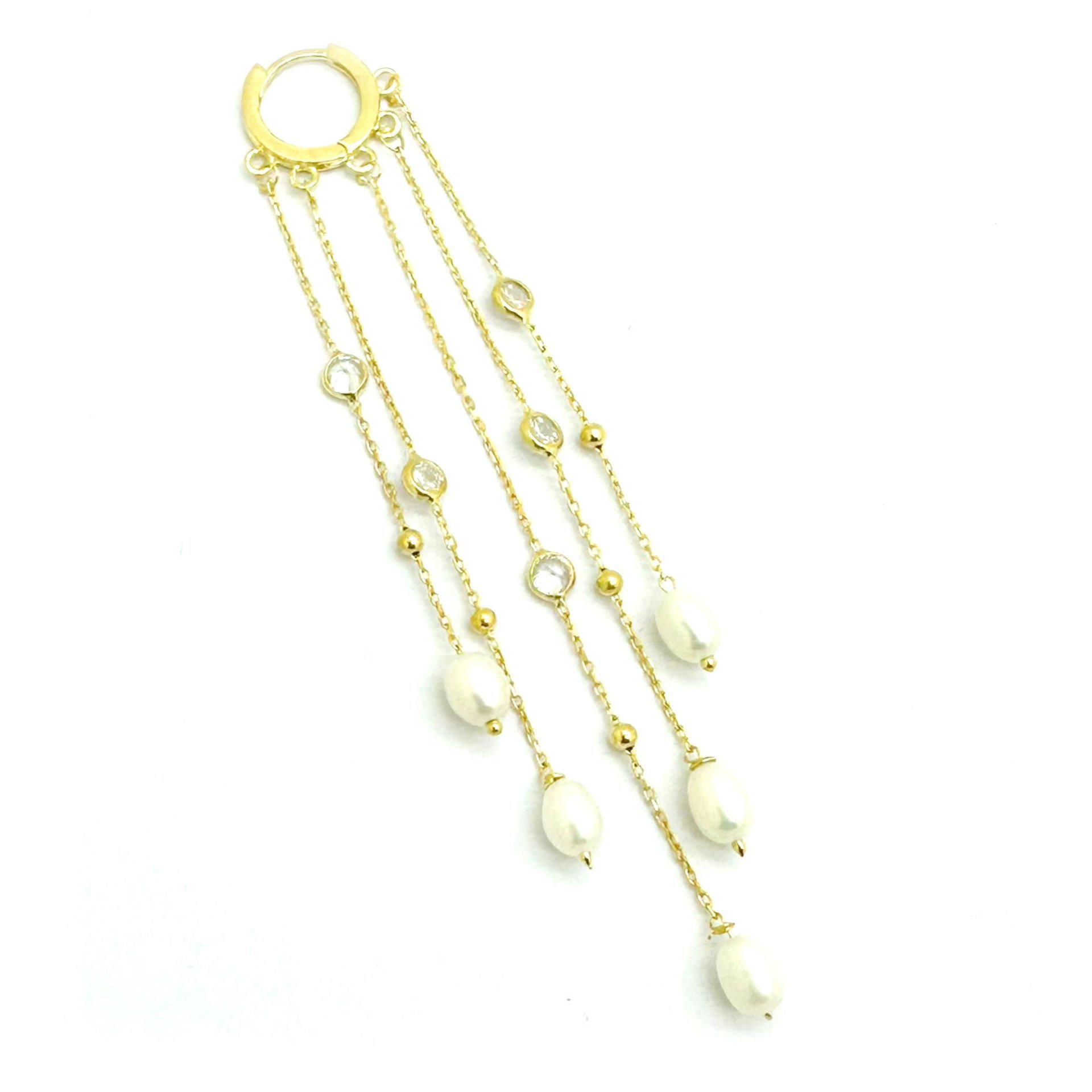 Gümüş Uzun İnci Küpe -adet-