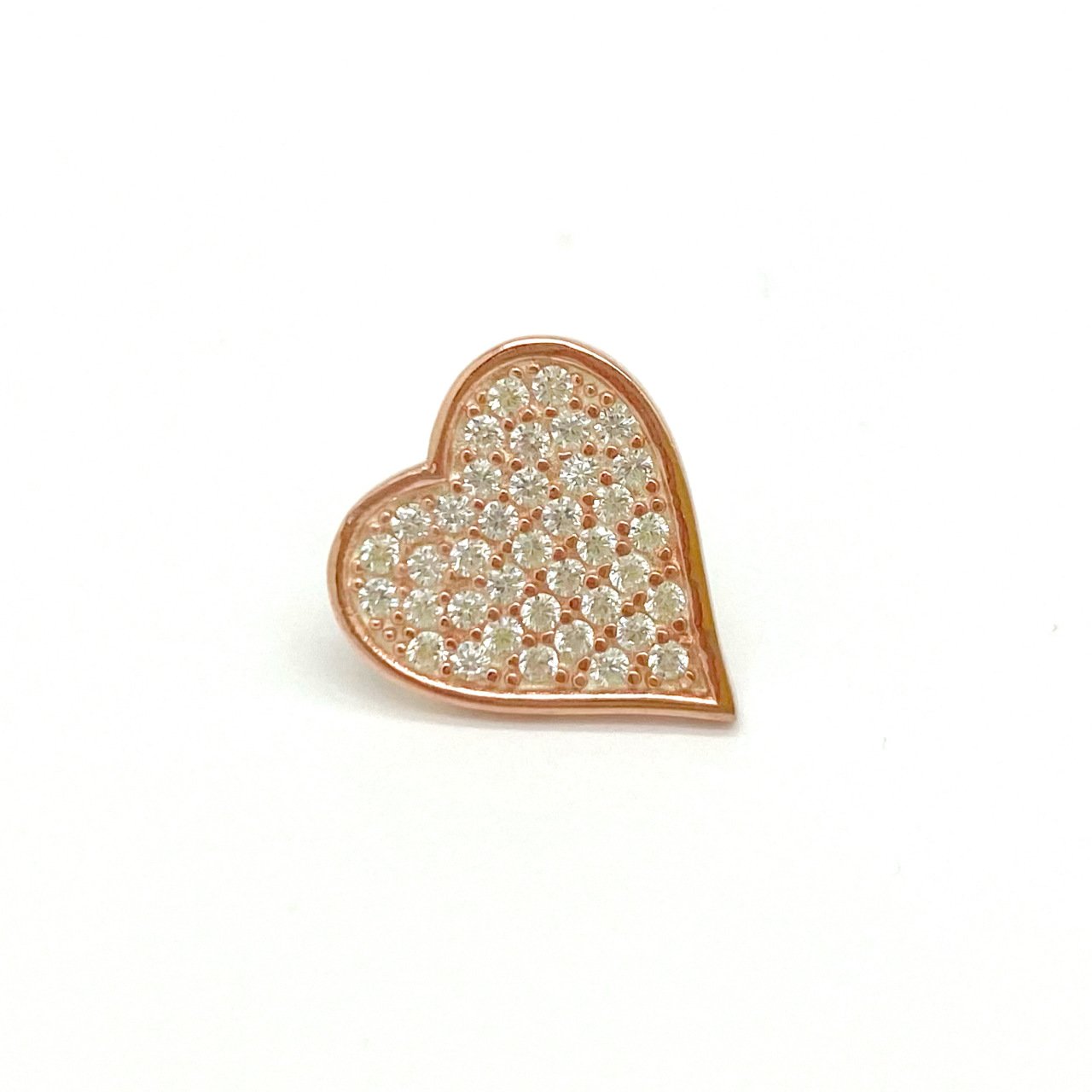 Gümüş Taşlı Rose Kalp Küpe -adet-