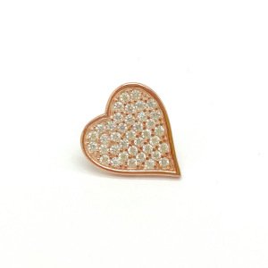 Gümüş Taşlı Rose Kalp Küpe -adet-