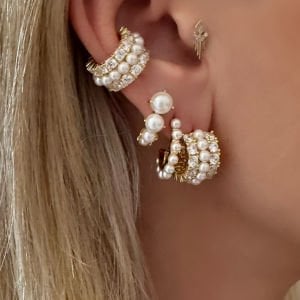 Taşlı İnci Gümüş Küpe -adet-