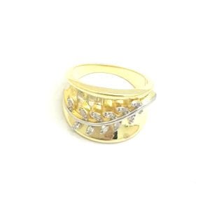 Taşlı Yaprak Desen Yüzük