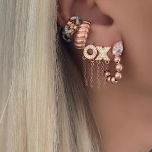 Gümüş Rose Taşlı X Küpe -adet-