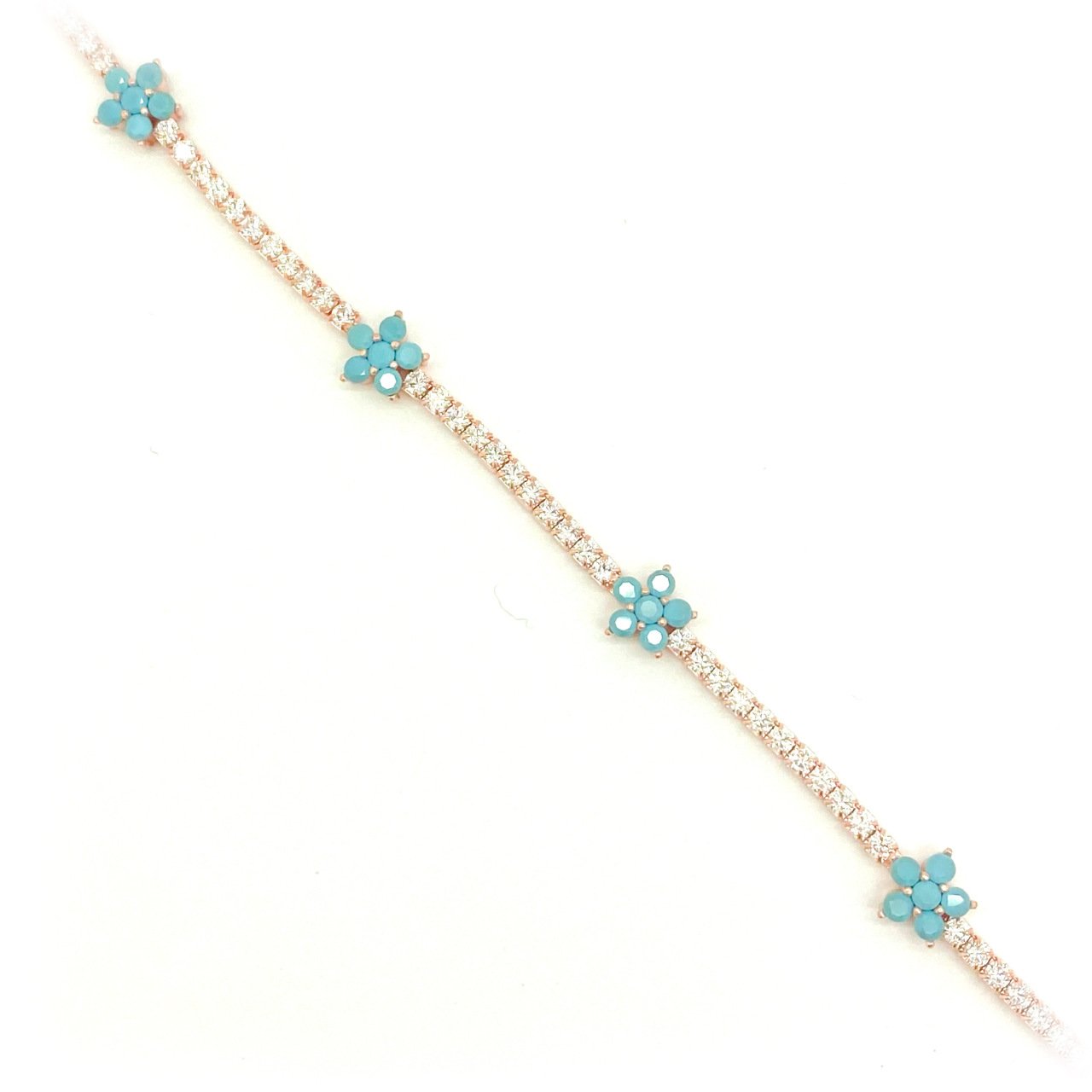 Mavi Çiçek Taşlı Suyolu Halhal