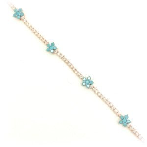 Mavi Çiçek Taşlı Suyolu Halhal