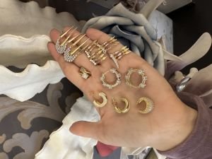 Baget Taşlı Gümüş Halka Küpe -adet-