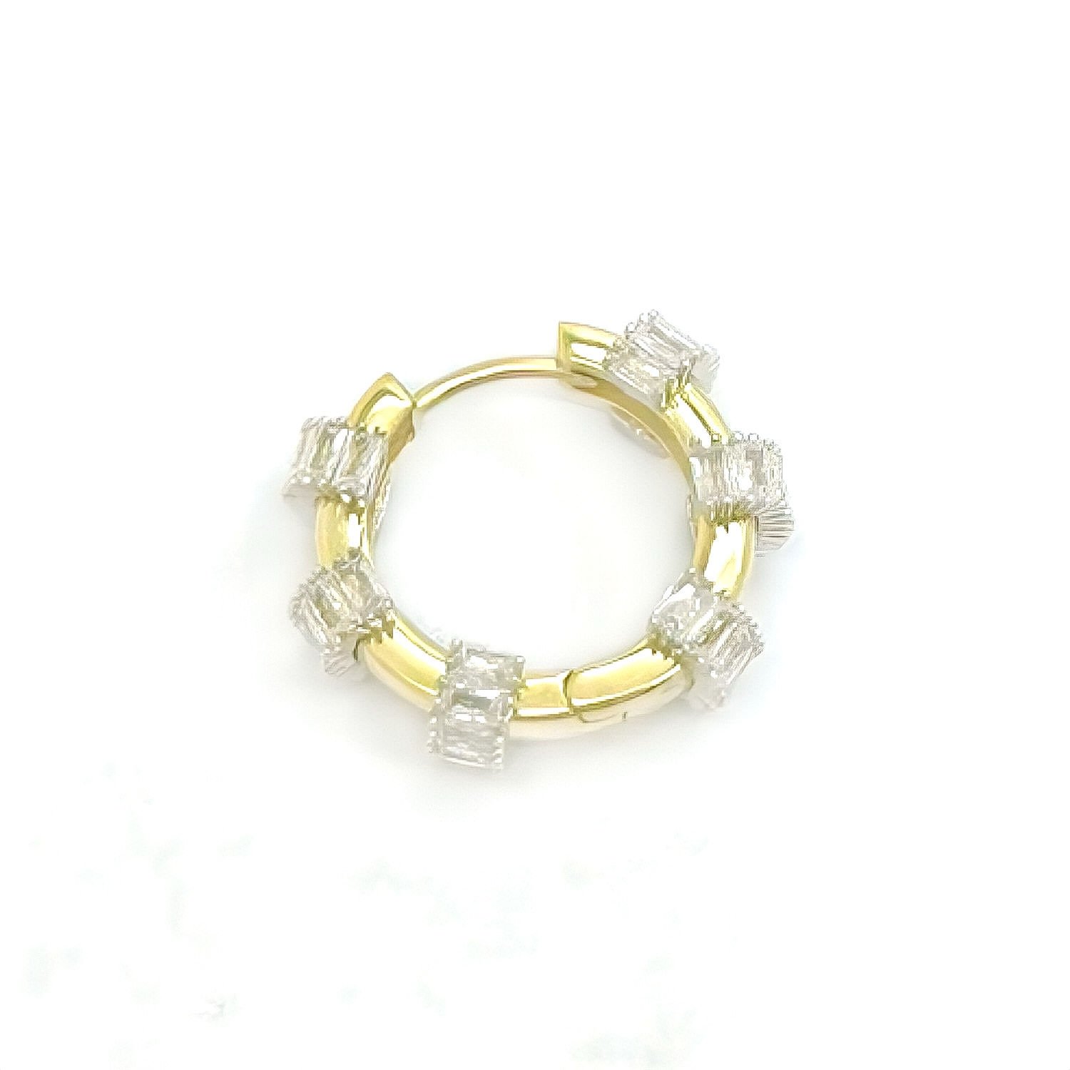 Baget Taşlı Gümüş Halka Küpe -adet-