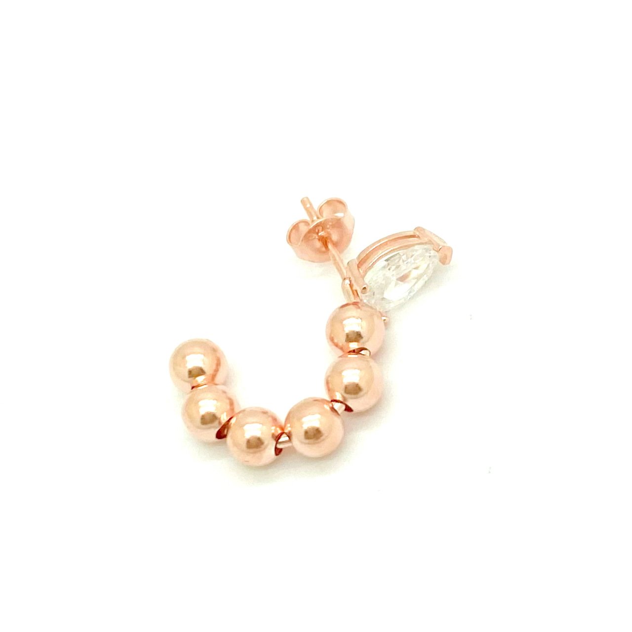 Gümüş Rose Tek Taş Dorika Küpe -adet-