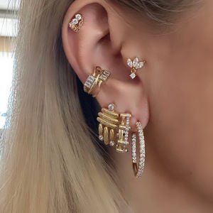 Gümüş Taşlı halka küpe -adet-