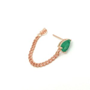 Gümüş Rose Yeşil Taş Zincir Küpe -adet-