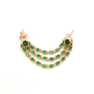 Gümüş Yeşil Taşlı 3 Sıra Rose Küpe -adet-