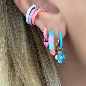 Pastel Renkli Halka Küpe -adet-