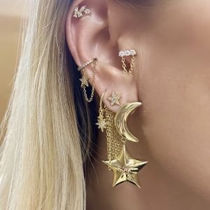 Gümüş Minimal Kutup Yıldızı Küpe -çift-