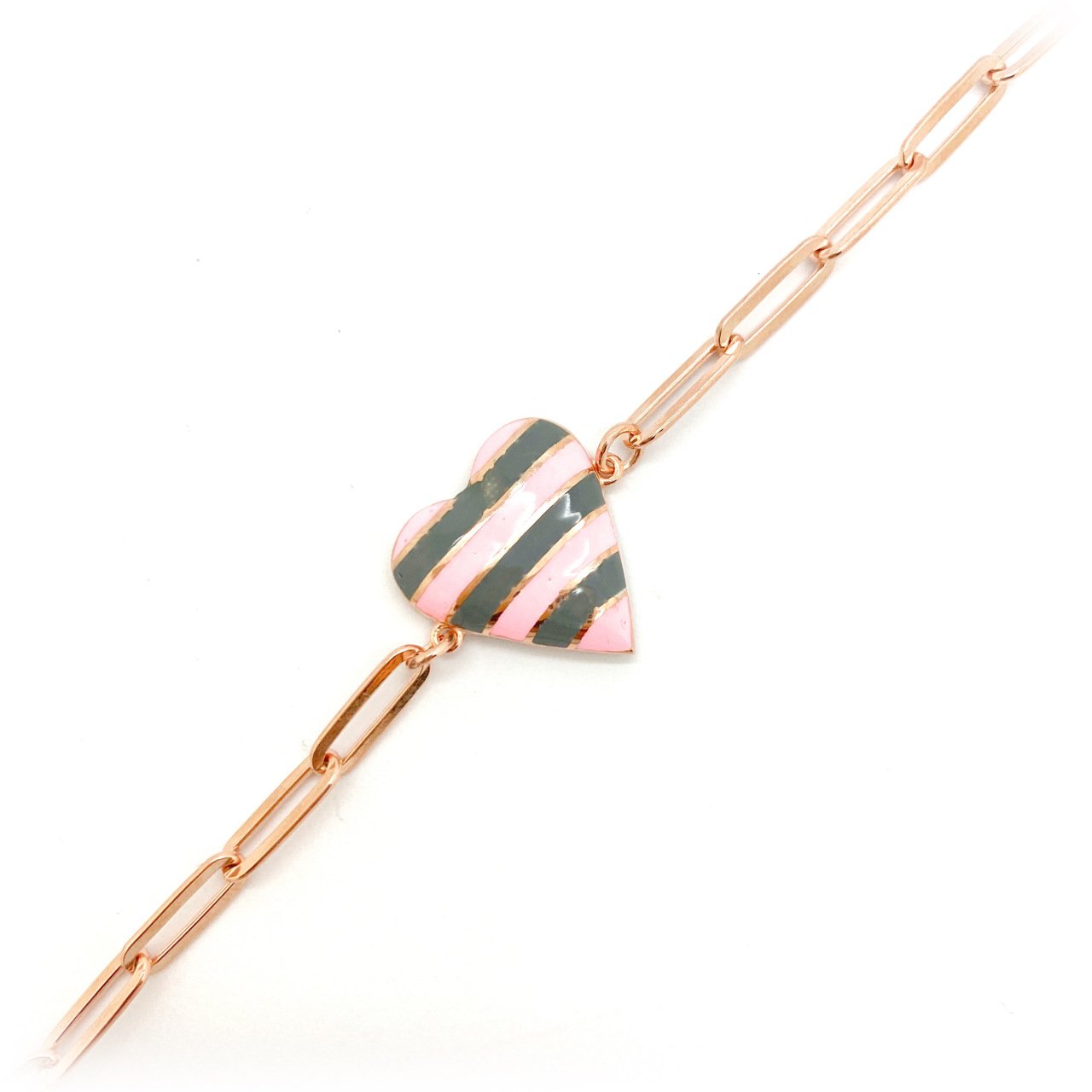 Pembe Gri Kalp Bileklik