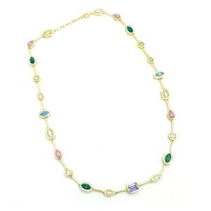 Renkli Taşlı Kolye -40 cm-