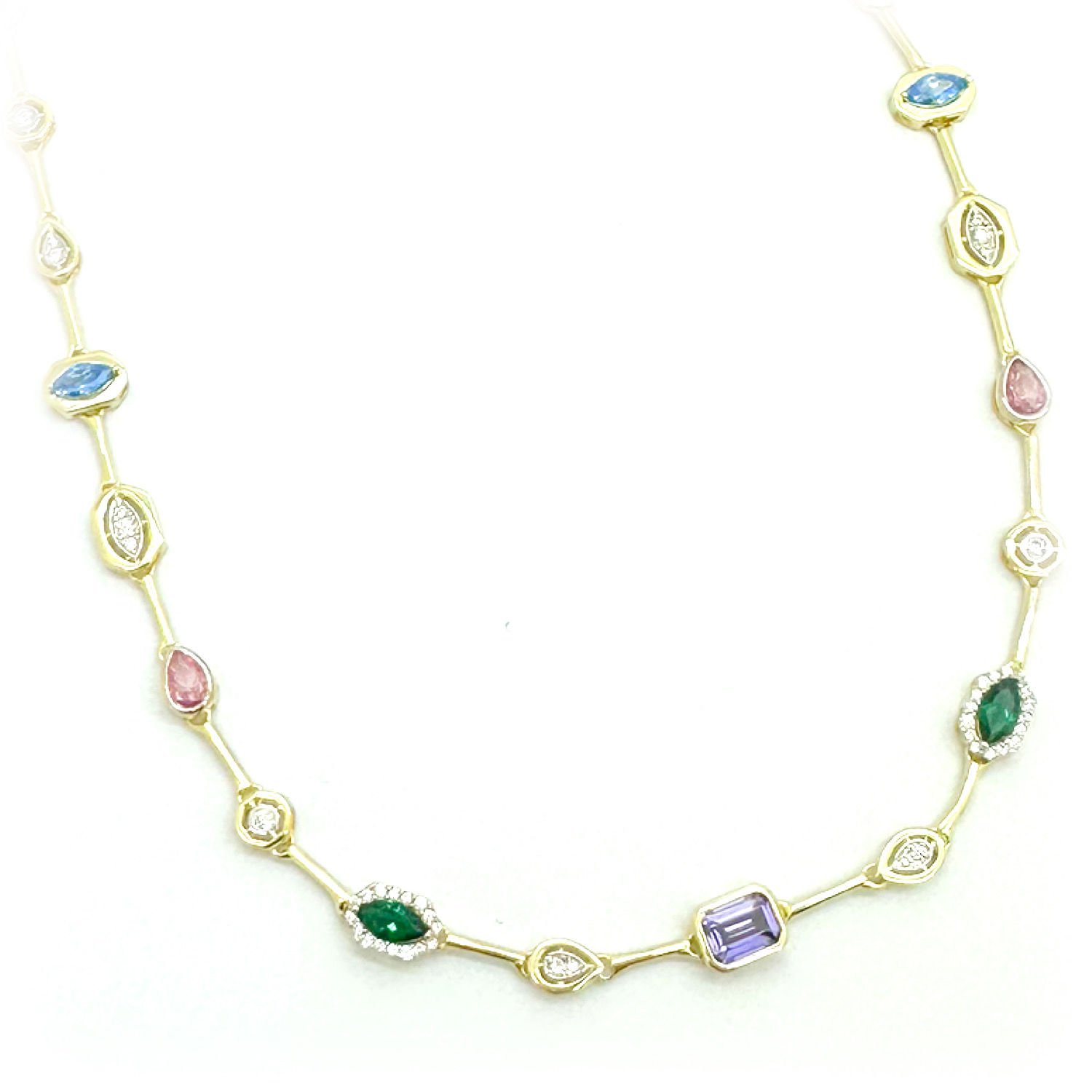 Renkli Taşlı Kolye -40 cm-