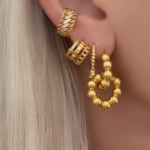 Gümüş Gold Kalın Minik Halka Küpe -1cm—adet-