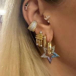 Taşlı Gümüş Kalın Kıkırdak -adet-