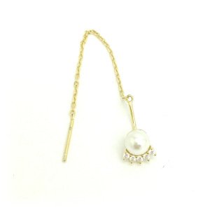 Gümüş Gold Zincir İnci Küpe -adet-