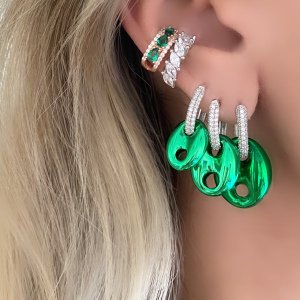 Metalik Yeşil Küpe -Büyük Boy-