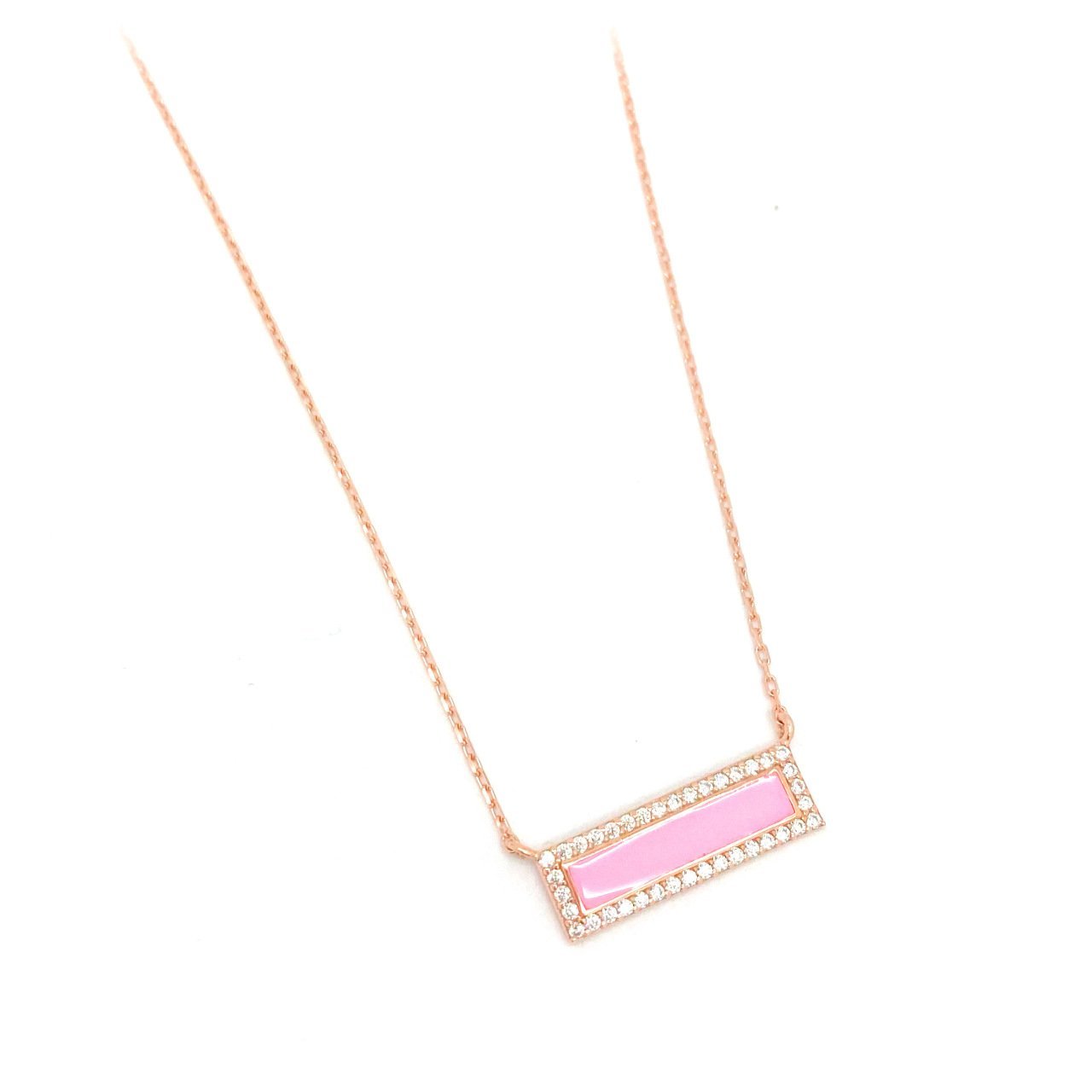 Pembe Mineli Kolye -40 cm-