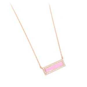 Pembe Mineli Kolye -40 cm-