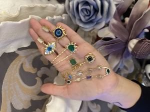 Gümüş Yeşil Kalp Kolye