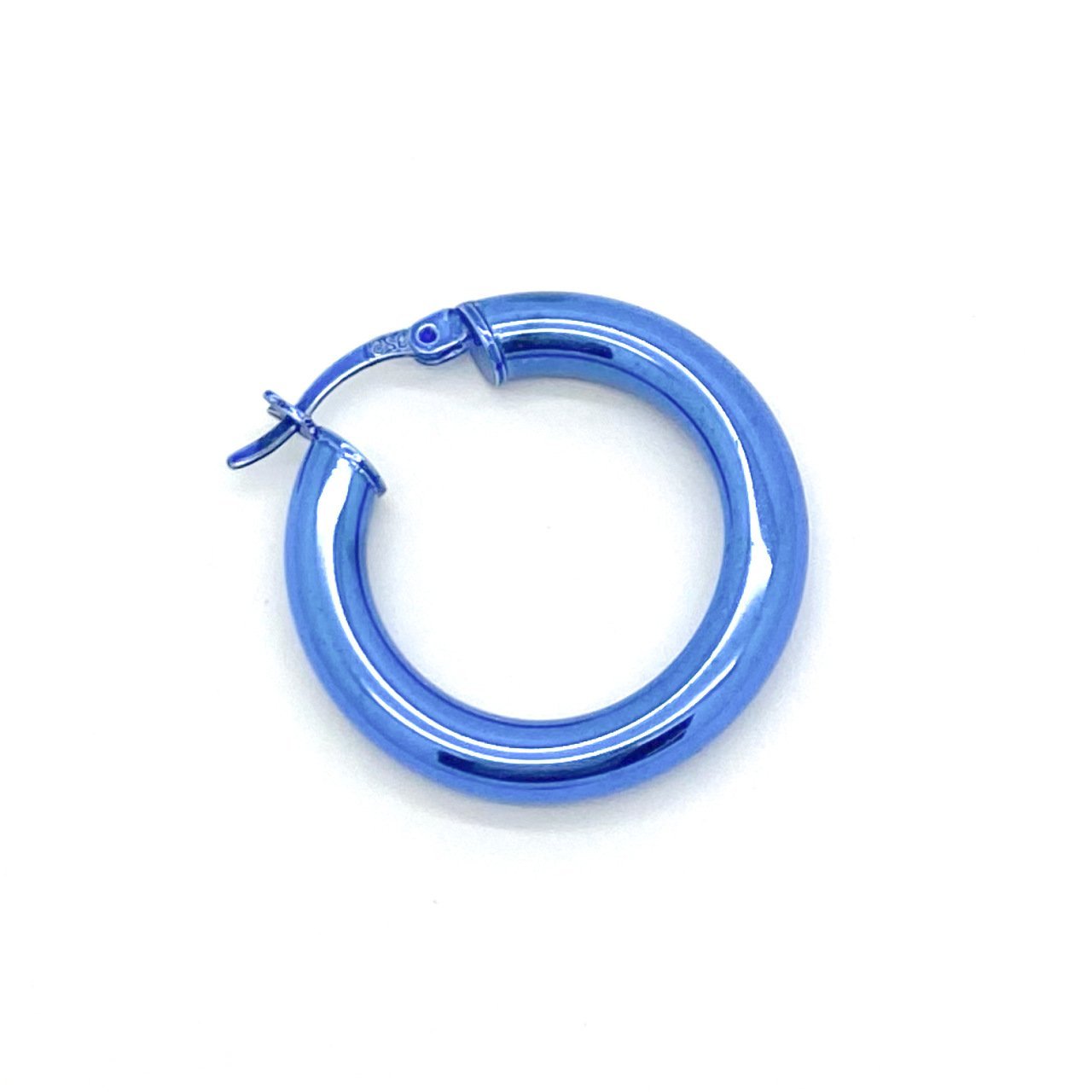 Metalik Mavi Halka Küpe -adet-