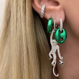 Metalik Yeşil Halka Küpe -1,5 cm-