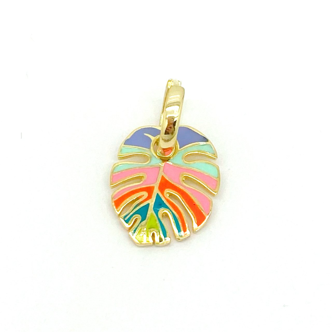 Gökkuşağı Gold Yaprak Küpe -adet-