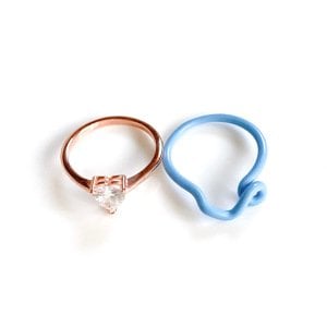 Mavi 2li Kalp Yüzük