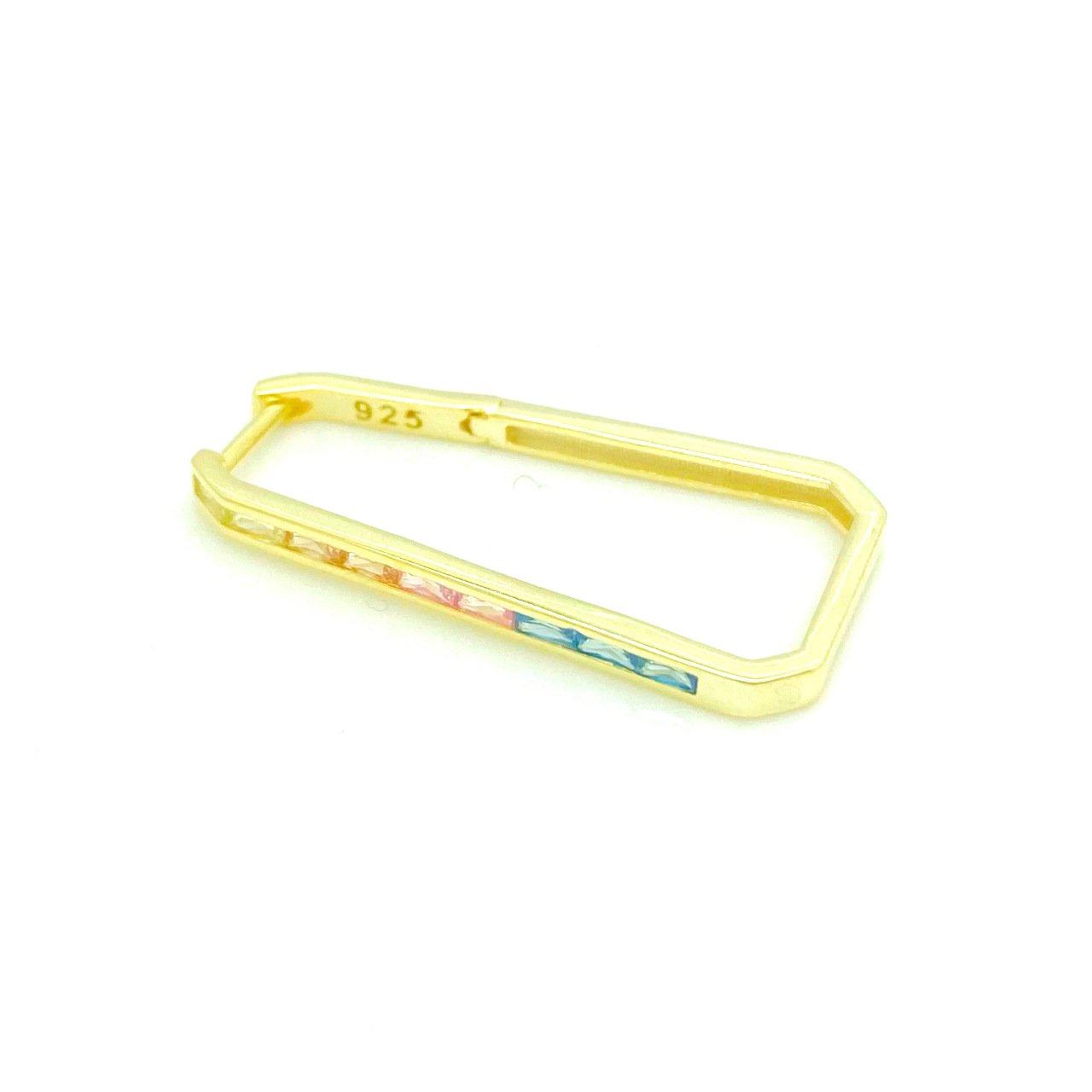 Gümüş Pastel Taşlı Dikdörtgen Küpe -adet-