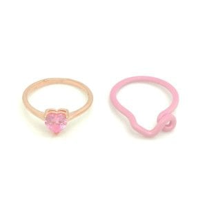 Pembe 2li Kalp Yüzük