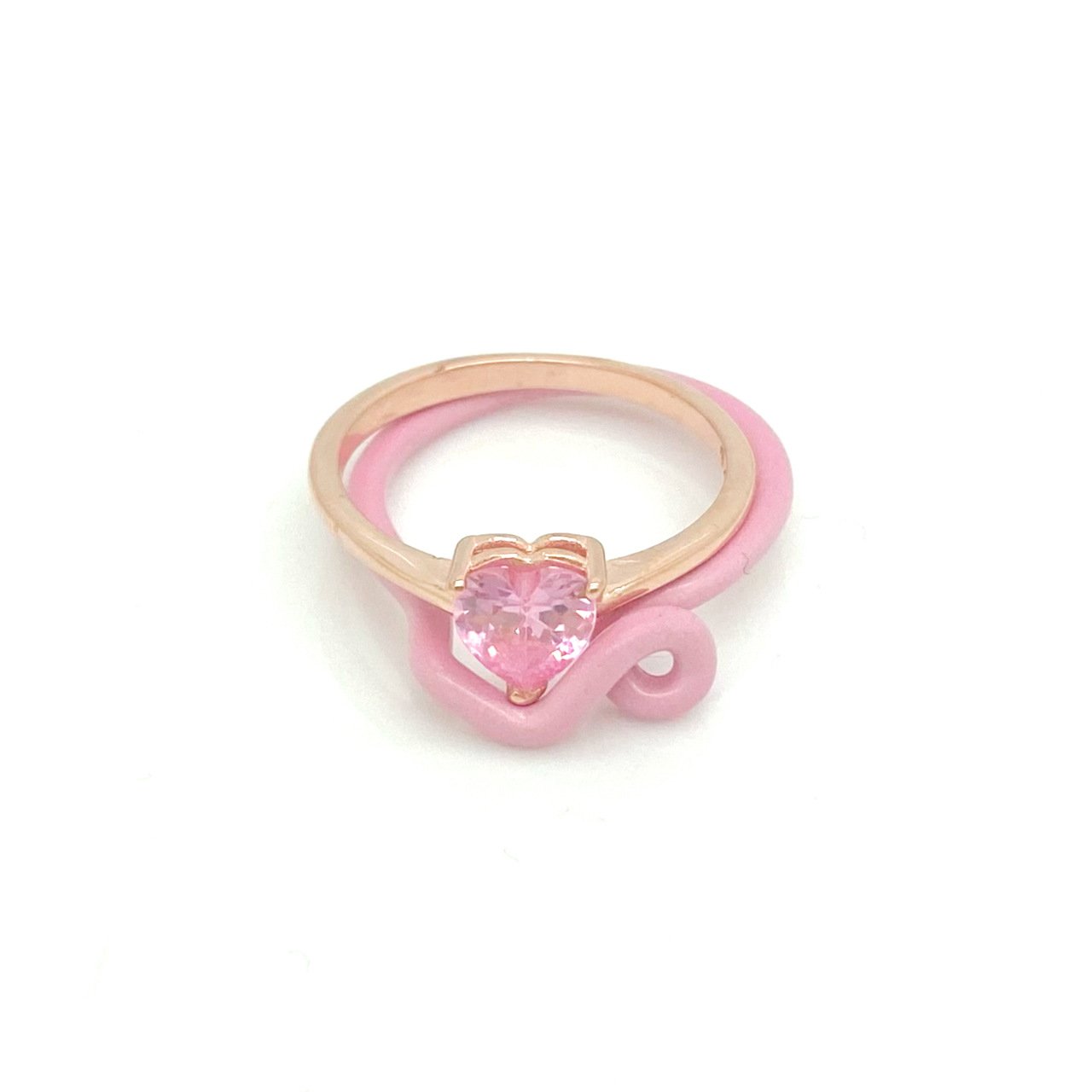 Pembe 2li Kalp Yüzük 6 small