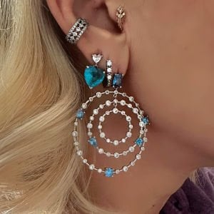 Gümüş Mavi Taşlı Özel Seri Küpe -adet-