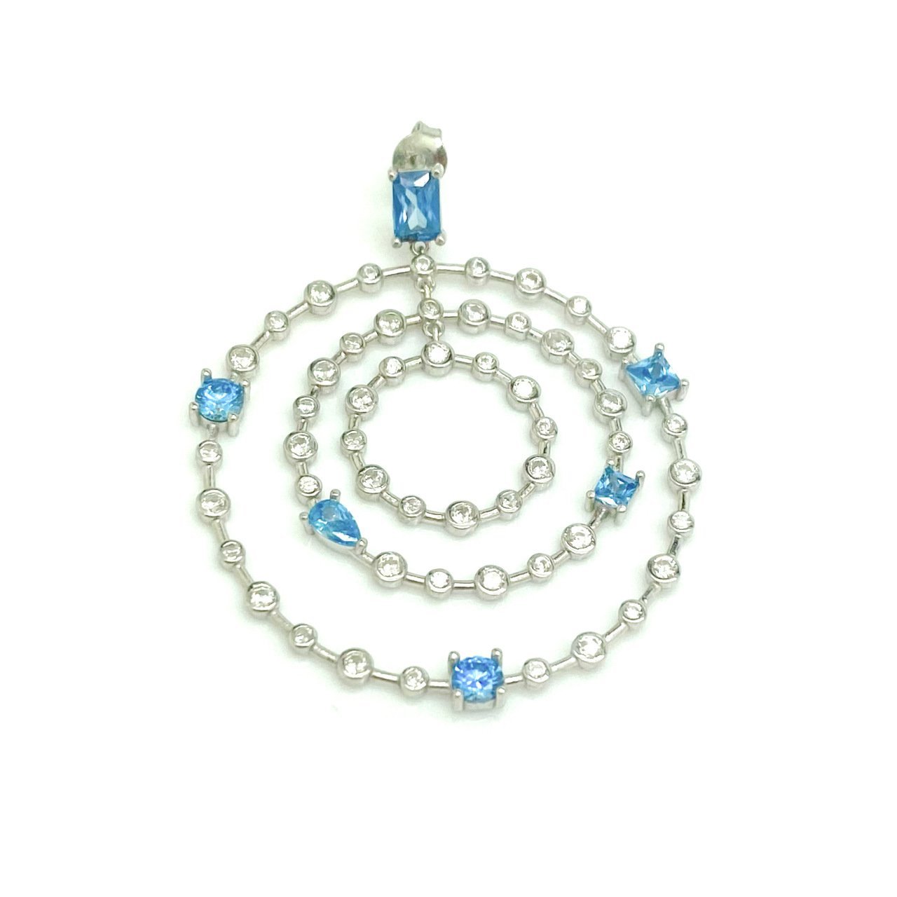 Gümüş Mavi Taşlı Özel Seri Küpe -adet-