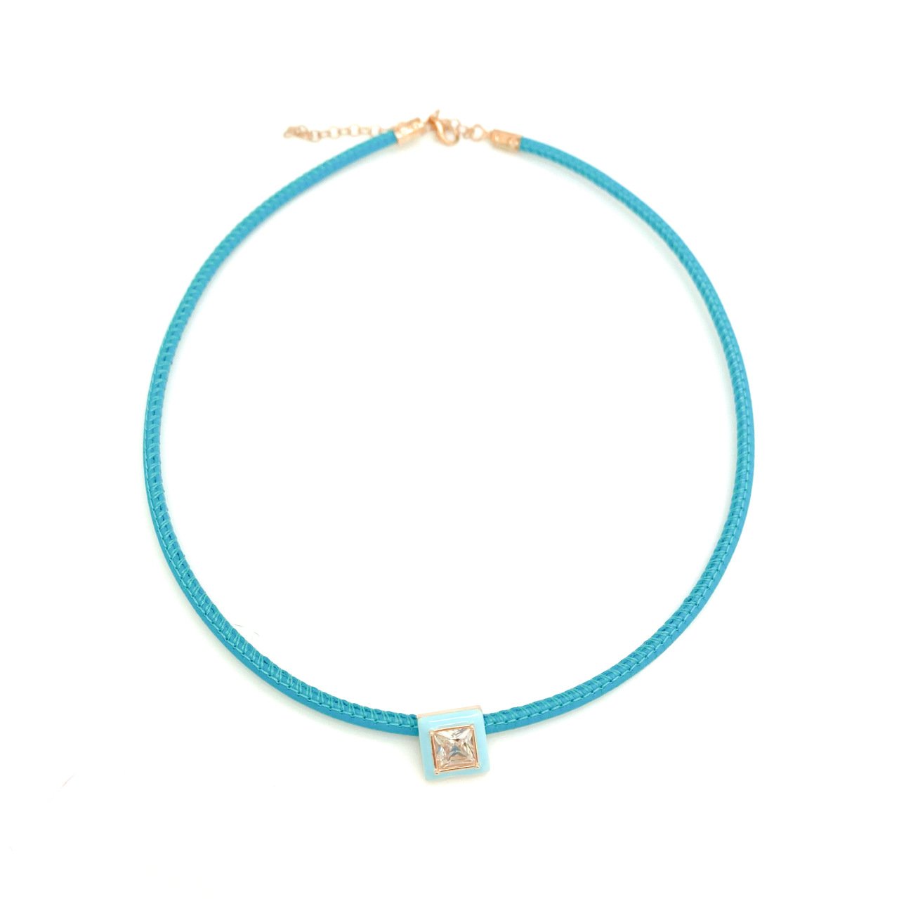 Mavi Deri Kayışlı Özel Tasarım Kolye