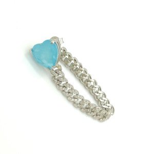 Gümüş Gurme Zincirli Kalp Taş Küpe - adet-