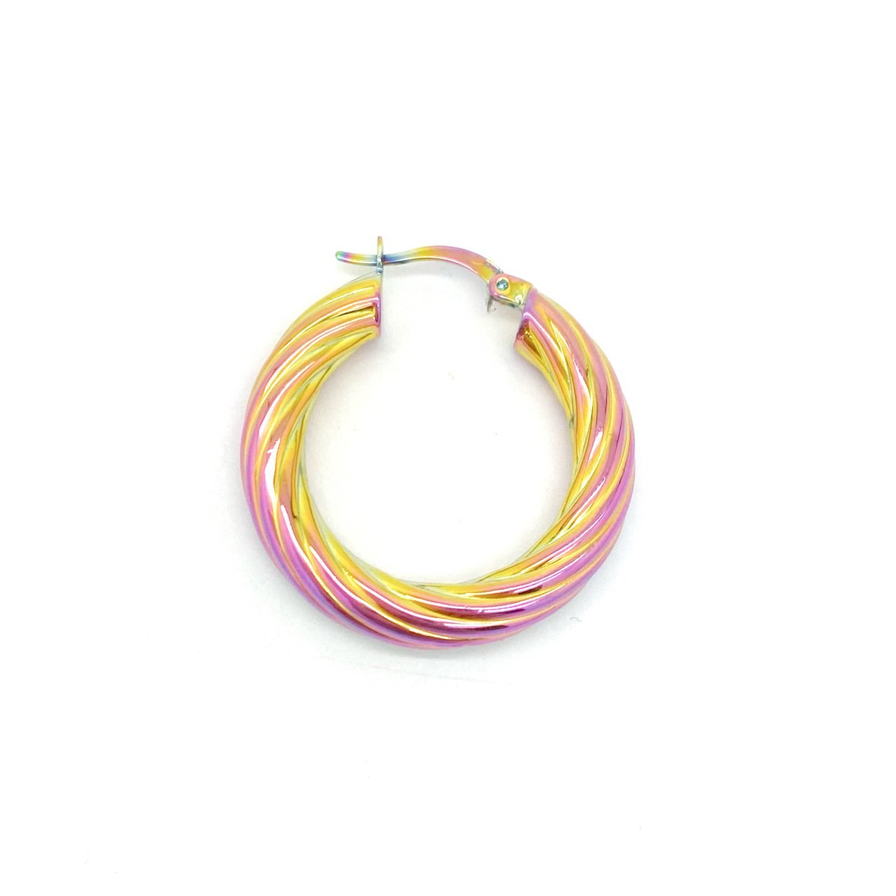 Renk Yansımalı Burgu Halka Küpe -3 cm-