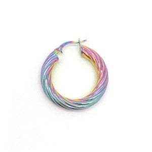 Renk Yansımalı Burgu Halka Küpe -3 cm-