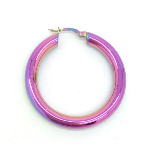 Renk Yansıma Kalın Halka Küpe -4 cm-