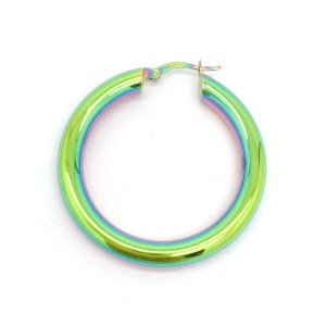 Renk Yansıma Kalın Halka Küpe -4 cm-