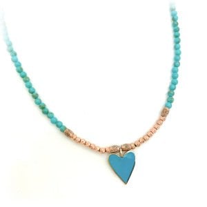 Turkuaz Kalp Kolye -40 cm-