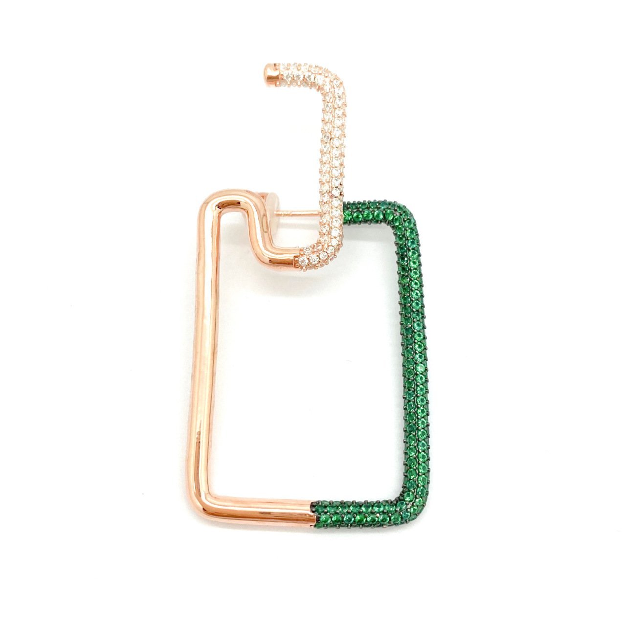 İthal Askı Küpeli Büyük Köşeli Yeşil Küpe