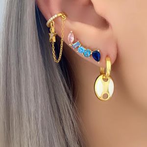 Beyaz Mineli Gold Küpe -adet-