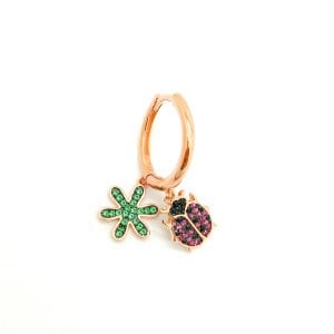 Gümüş Rose İthal Uğurböceği Küpe -adet-