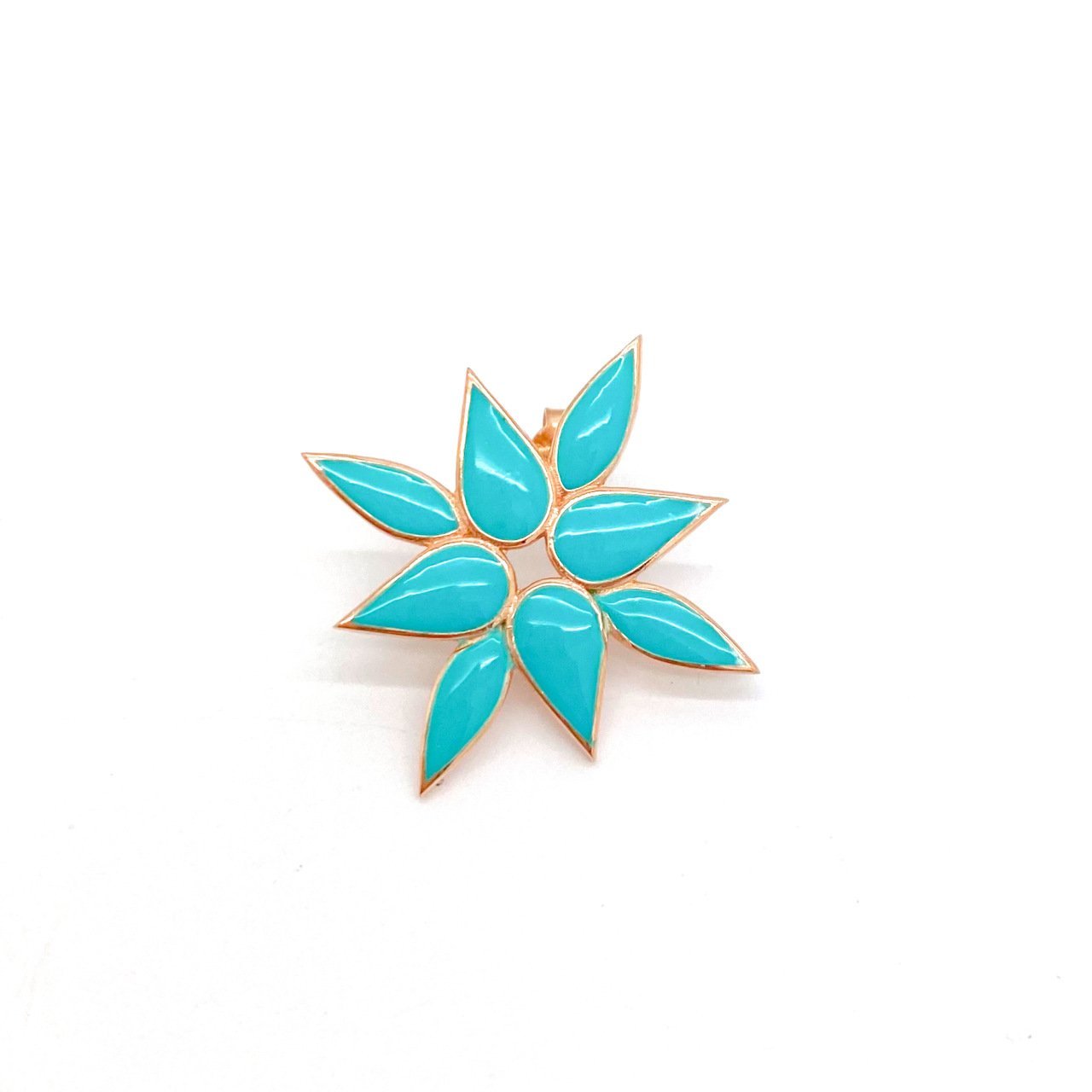 Turquoise Enamel Flower Earrings