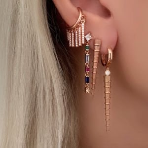 Gümüş Sallantılı Rose Kıkırdak Küpe -adet-